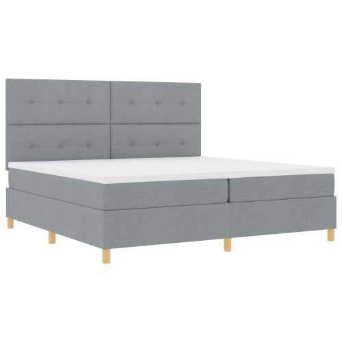 Box Spring Krevet s Madracem & LED Osvjetljenjem Svjetlosiva 200x200 cm Tkanina Cijena