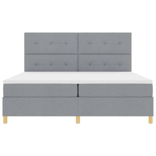 Box Spring Krevet s Madracem & LED Osvjetljenjem Svjetlosiva 200x200 cm Tkanina Cijena
