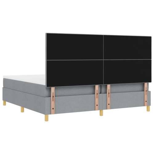 Box Spring Krevet s Madracem & LED Osvjetljenjem Svjetlosiva 200x200 cm Tkanina Cijena