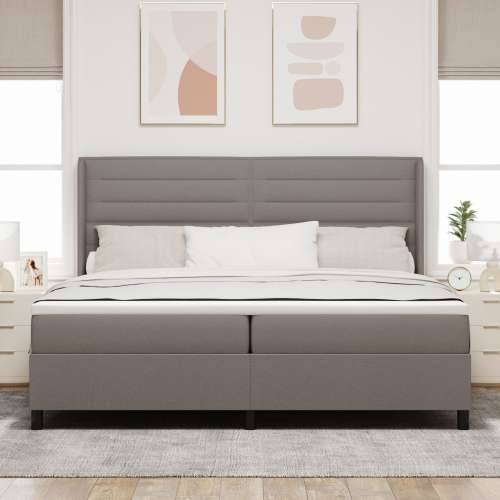 Box Spring Krevet s Madracem & LED Taupe 200x200 cm Tkanina Cijena