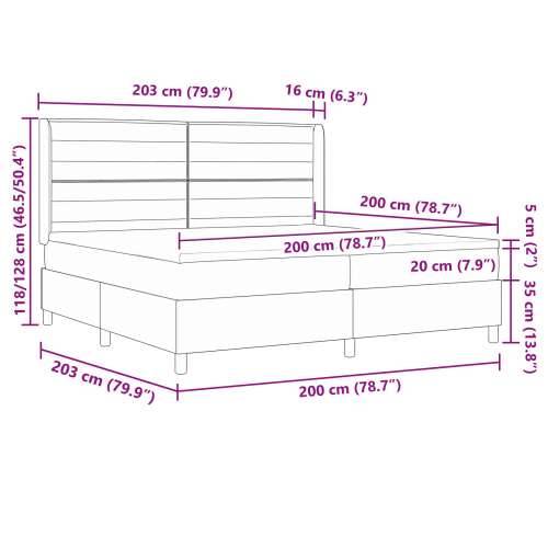 Box Spring Krevet s Madracem & LED Taupe 200x200 cm Tkanina Cijena