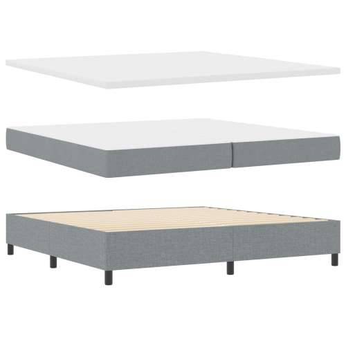 Box Spring krevet s madracem i klupom svijetlosive boje 200x200 cm tkanina Cijena