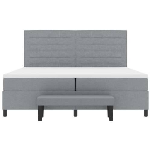 Box Spring krevet s madracem i klupom svijetlosive boje 200x200 cm tkanina Cijena