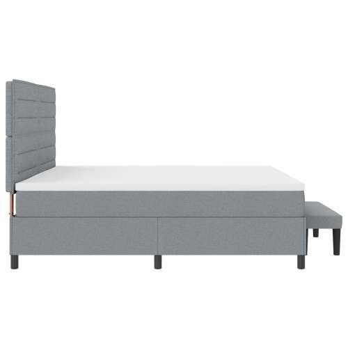Box Spring krevet s madracem i klupom svijetlosive boje 200x200 cm tkanina Cijena