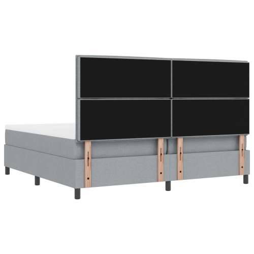 Box Spring krevet s madracem i klupom svijetlosive boje 200x200 cm tkanina Cijena