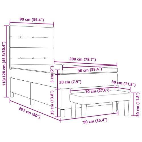 Krevet s kutijom s madracem i klupom Plavi 90x200 cm Tkanina Cijena
