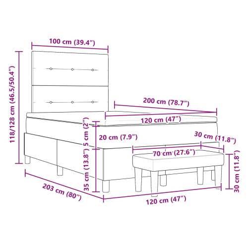 Krevet s podnicom s madracem i klupom tamno smeđa 120x200 cm tkanina Cijena