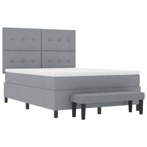 Box Spring Krevet s Madracem & Klupom Svijetlo Sivi 140x190 cm Tkanina Cijena