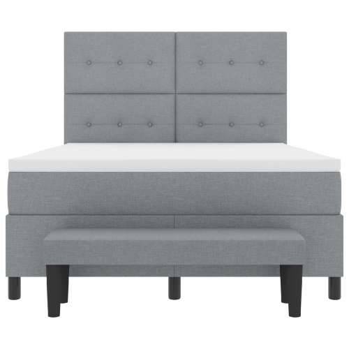 Box Spring Krevet s Madracem & Klupom Svijetlo Sivi 140x190 cm Tkanina Cijena