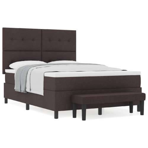 Box Spring krevet s madracem i klupom tamnosmeđi 140x190 cm tkanina Cijena