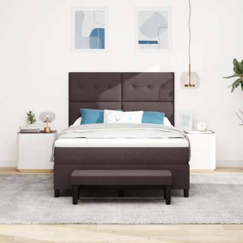 Box Spring krevet s madracem i klupom tamnosmeđi 140x190 cm tkanina Cijena