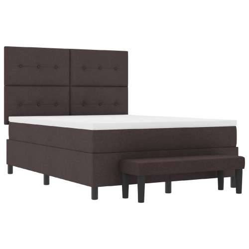 Box Spring krevet s madracem i klupom tamnosmeđi 140x190 cm tkanina Cijena