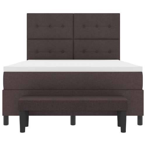 Box Spring krevet s madracem i klupom tamnosmeđi 140x190 cm tkanina Cijena