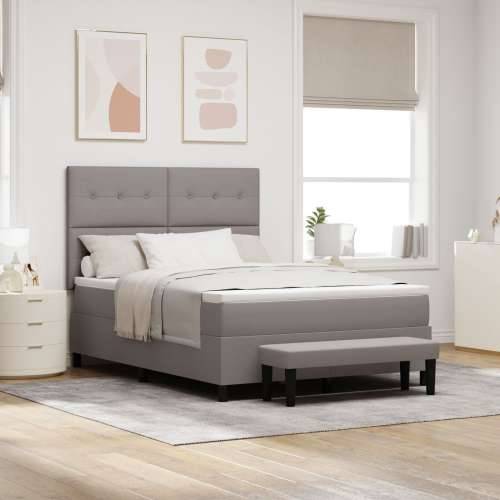 krevet s box springom i madracem te klupom taupe 140x200 cm tkanina Cijena