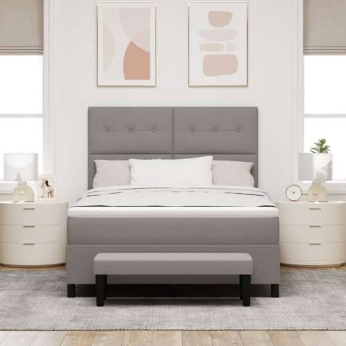 krevet s box springom i madracem te klupom taupe 140x200 cm tkanina Cijena
