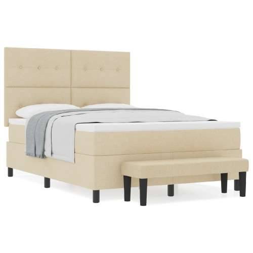 Box Spring krevet s madracem i klupe boje kreme 140x200 cm Tkanina Cijena