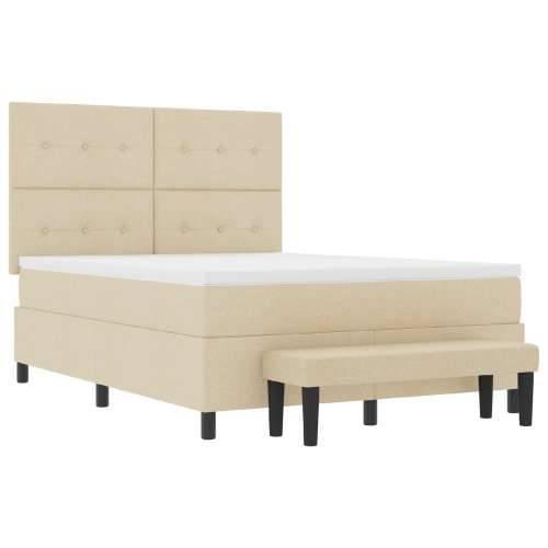 Box Spring krevet s madracem i klupe boje kreme 140x200 cm Tkanina Cijena