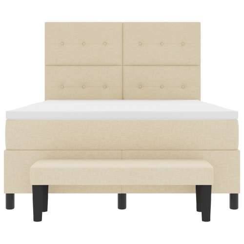 Box Spring krevet s madracem i klupe boje kreme 140x200 cm Tkanina Cijena