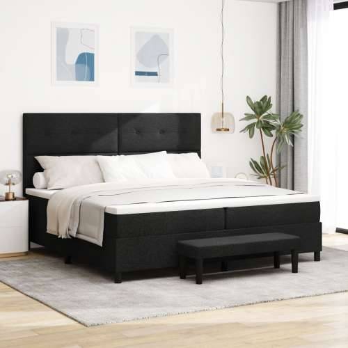 Box Spring Krevet s Madracem i Klupom Crni 200x200 cm Tkanina Cijena