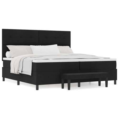 Box Spring Krevet s Madracem i Klupom Crni 200x200 cm Tkanina Cijena