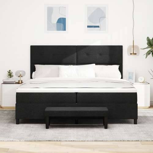 Box Spring Krevet s Madracem i Klupom Crni 200x200 cm Tkanina Cijena