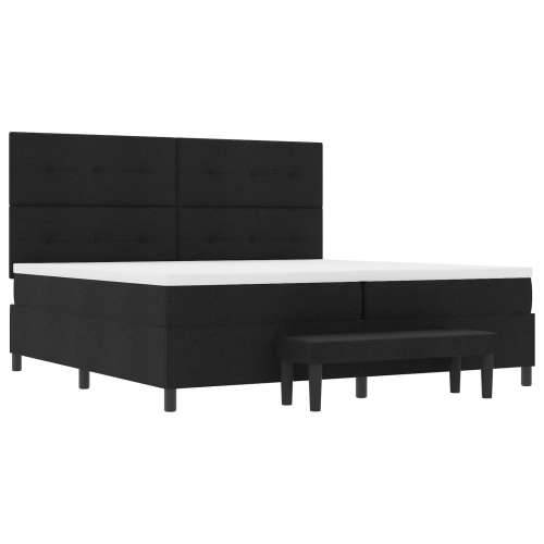 Box Spring Krevet s Madracem i Klupom Crni 200x200 cm Tkanina Cijena