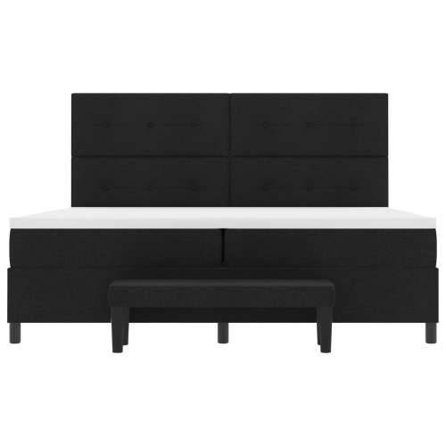 Box Spring Krevet s Madracem i Klupom Crni 200x200 cm Tkanina Cijena