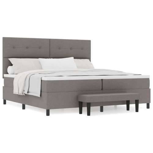 Krevet s oprugom s madracem i klupom taupe 200x200 cm Tkanina Cijena