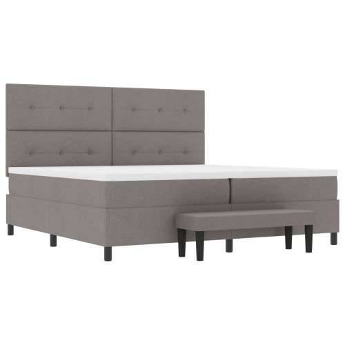 Krevet s oprugom s madracem i klupom taupe 200x200 cm Tkanina Cijena