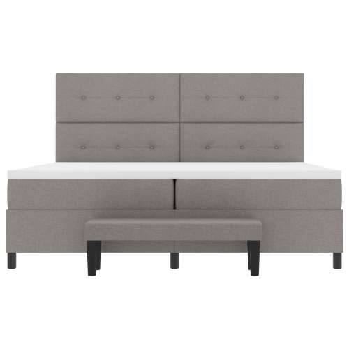 Krevet s oprugom s madracem i klupom taupe 200x200 cm Tkanina Cijena