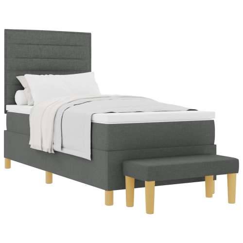 box spring krevet s madracem i klupom tamno siva 90x200 cm tkanina Cijena