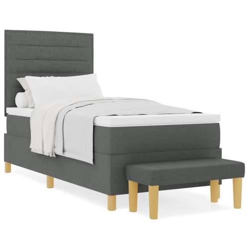 box spring krevet s madracem i klupom tamno siva 90x200 cm tkanina Cijena