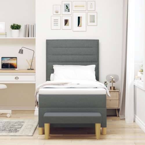 box spring krevet s madracem i klupom tamno siva 90x200 cm tkanina Cijena