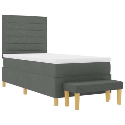 box spring krevet s madracem i klupom tamno siva 90x200 cm tkanina Cijena