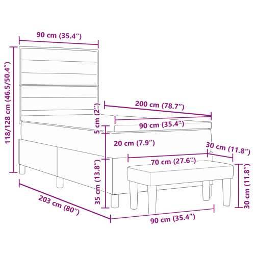 box spring krevet s madracem i klupom tamno siva 90x200 cm tkanina Cijena