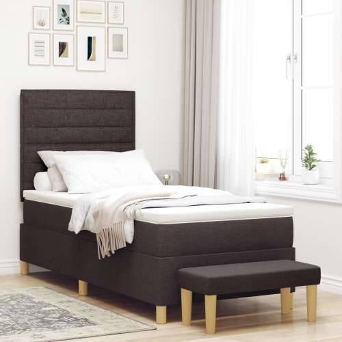 Box Spring Krevet s Madracem i Klupom Tamnosmeđi 90x200 cm Tkanina Cijena