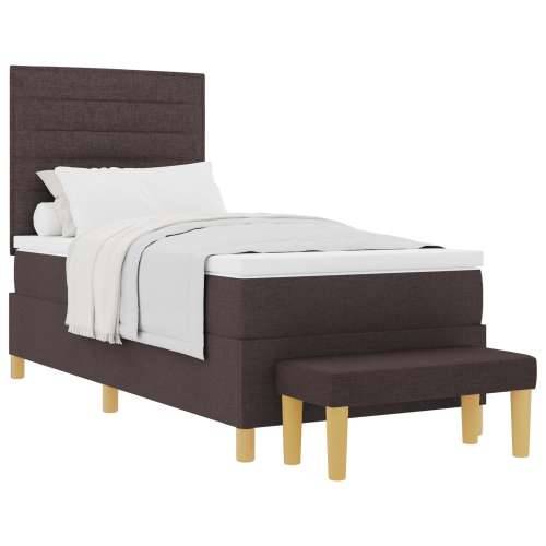 Box Spring Krevet s Madracem i Klupom Tamnosmeđi 90x200 cm Tkanina Cijena