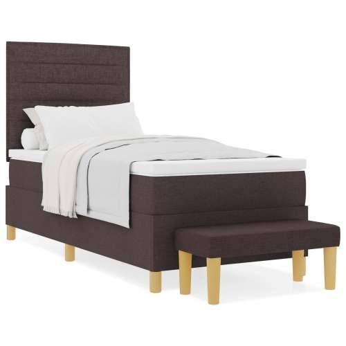 Box Spring Krevet s Madracem i Klupom Tamnosmeđi 90x200 cm Tkanina Cijena