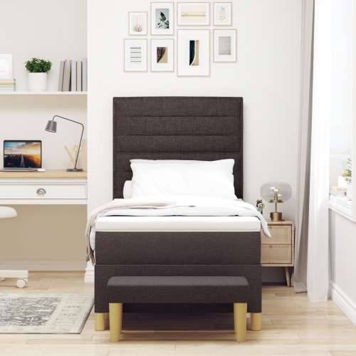 Box Spring Krevet s Madracem i Klupom Tamnosmeđi 90x200 cm Tkanina Cijena