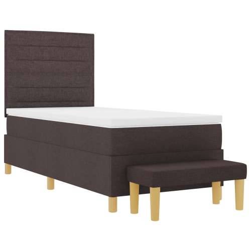 Box Spring Krevet s Madracem i Klupom Tamnosmeđi 90x200 cm Tkanina Cijena