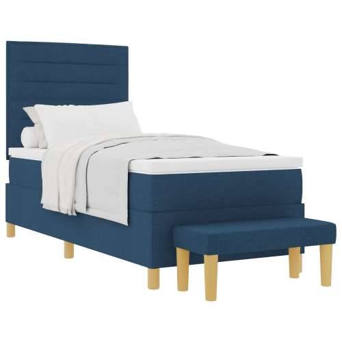 Box Spring krevet s madracem i klupom plave boje 90x200 cm tkanina Cijena