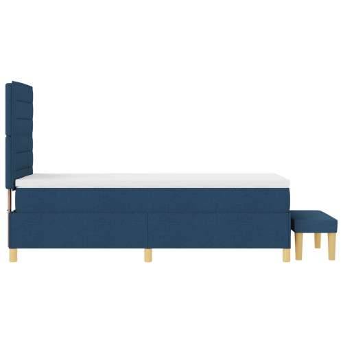 Box Spring krevet s madracem i klupom plave boje 90x200 cm tkanina Cijena