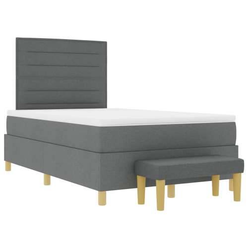 Krevet s box springom, madracem i klupom tamnosivi 120x200 cm, tkanina Cijena