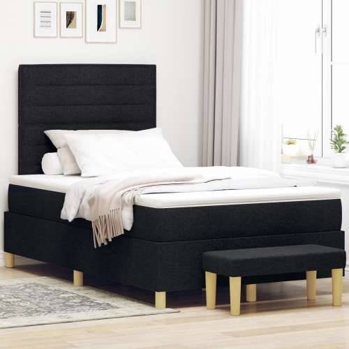 Box Spring Krevet s madracem & klupom crni 120x200 cm tkanina Cijena