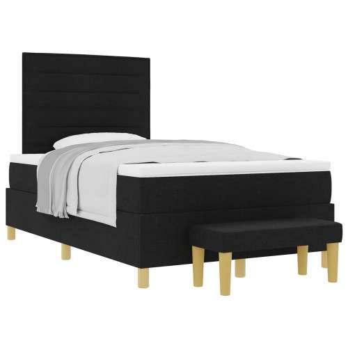 Box Spring Krevet s madracem & klupom crni 120x200 cm tkanina Cijena
