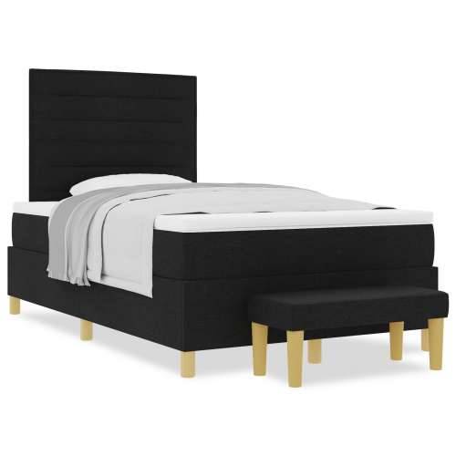 Box Spring Krevet s madracem & klupom crni 120x200 cm tkanina Cijena