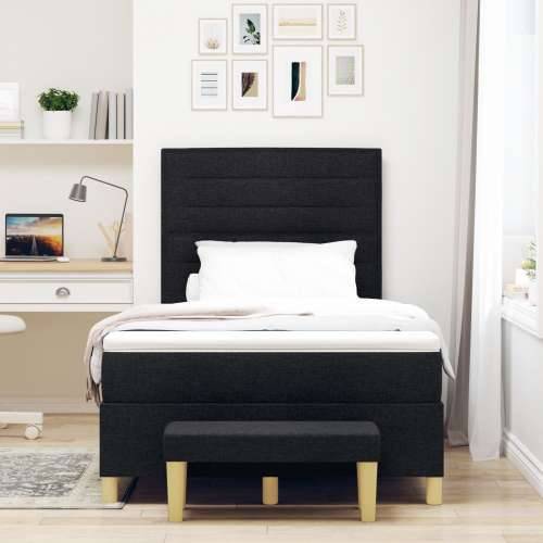 Box Spring Krevet s madracem & klupom crni 120x200 cm tkanina Cijena