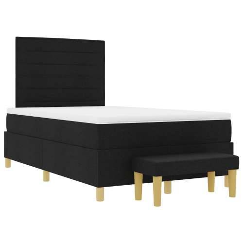 Box Spring Krevet s madracem & klupom crni 120x200 cm tkanina Cijena