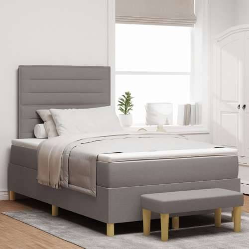 Box Spring Krevet s Madracem i Klupom Taupe 120x200 cm Tkanina Cijena