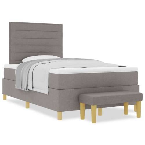 Box Spring Krevet s Madracem i Klupom Taupe 120x200 cm Tkanina Cijena